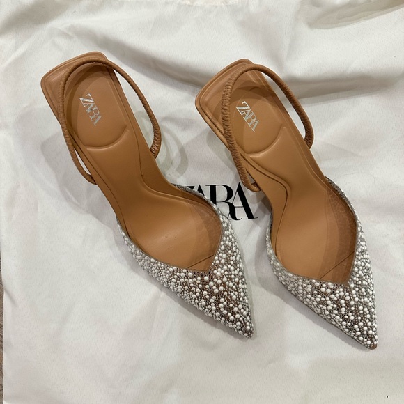 Zara Shoes - Zara Pearl and Sparkle Heels